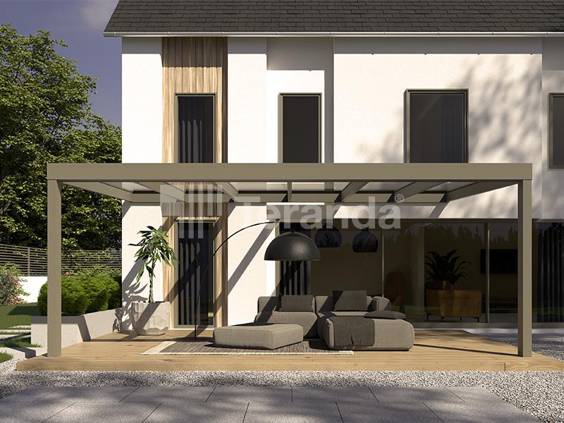 Teranda Terrassendächer aus Alu in Farbe 7039 und Dacheindeckung Glas