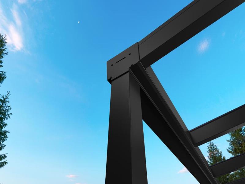 Teranda Terrassendach aus Alu in Farbe Anthrazit und Dacheindeckung Glas Detailansicht